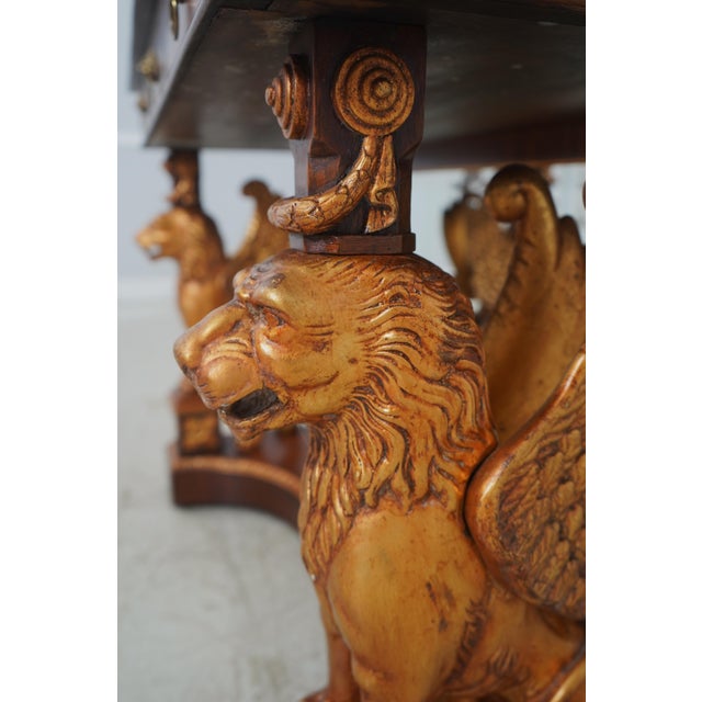 Maitland Smith Mahogany & Giltwood Marble Top Console For Sale - Image 14 of 17