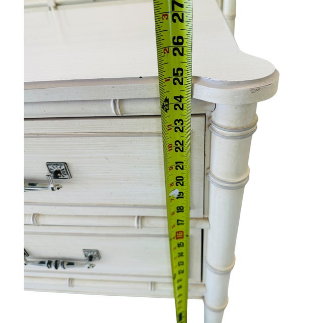 Vintage Henry Link Bali Hai Faux Bamboo Nightstand – Original Cream Finish For Sale - Image 9 of 12
