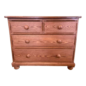 Antique Pitch Pine 2 Over 2 Chest of Drawers From England - Circa 1890