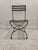Four vintage Italian steel klismos–curule chairs, stamped Made in Italy and purchased there in the mid 70s. Dark silver in...