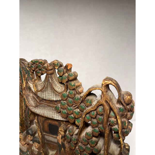 Asian A Pair of Antique Late Qing Dynasty Chinese Handcarved Wood Bookends For Sale - Image 3 of 11