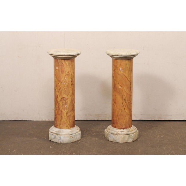 Italian Pair 3 Ft Tall Column Pedestals For Sale - Image 9 of 11