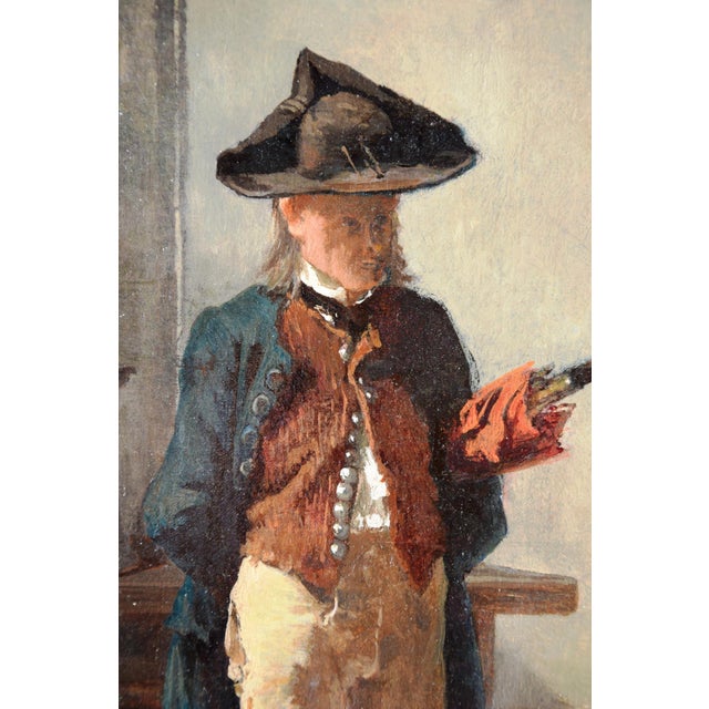 Benjamin Vautier, Genre Scene with Man and Dog, 1800s, Oil Painting on Canvas, Framed For Sale - Image 7 of 12
