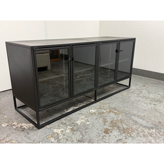 Industrial Paul Schulman for Crate & Barrel Casement Black Credenza For Sale - Image 3 of 12