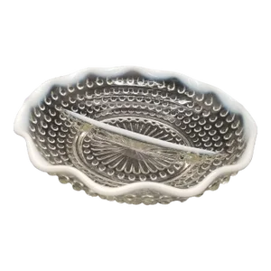 Vinage Anchor-Hocking MoonstoneOpalesquent Hobnail Divided Candy Dish
