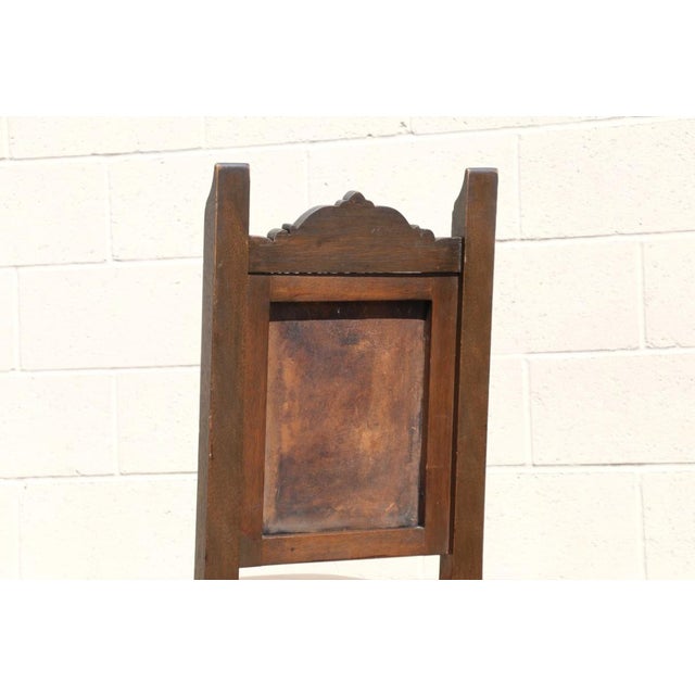 Set of 6 Spanish Revival Carved Wood & Tan Leather Dining Chairs For Sale - Image 9 of 18