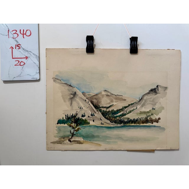 Tan Henry Emil Salloch Original Watercolor on Paper Tenaya Lake, 1951. For Sale - Image 8 of 8
