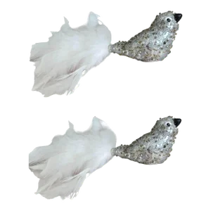 Vintage Embellished Dove Christmas Ornaments - Set of 2
