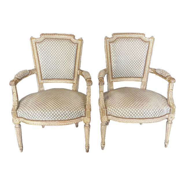 French Louis XVI 19th Century Armchairs -A Pair For Sale