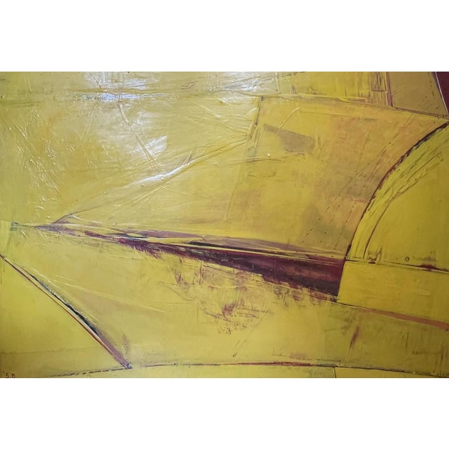 Serge Detriaux, Yellow Abstract Composition, Oil on Panel, 1982 For Sale - Image 13 of 13