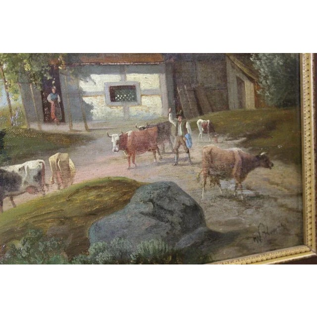 Mountain Landscape, 1800s, Oil on Canvas, Framed For Sale - Image 4 of 13