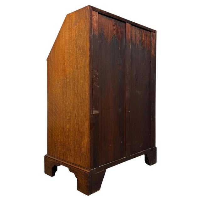 Antique Early 20th Century English Edwardian Golden Oak Bureau For Sale - Image 11 of 14