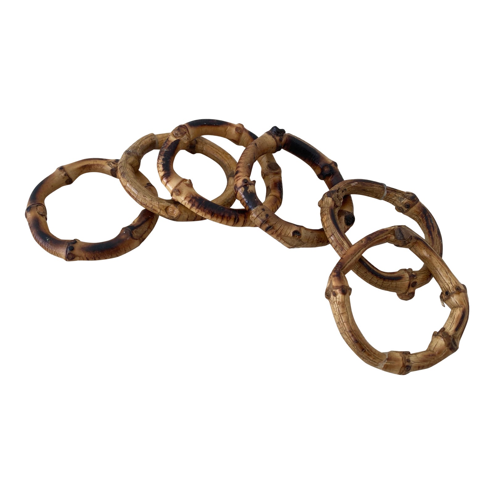 Vintage Tortoise Shell Burnt Bamboo Napkin Rings Holders- Set of 6 ...