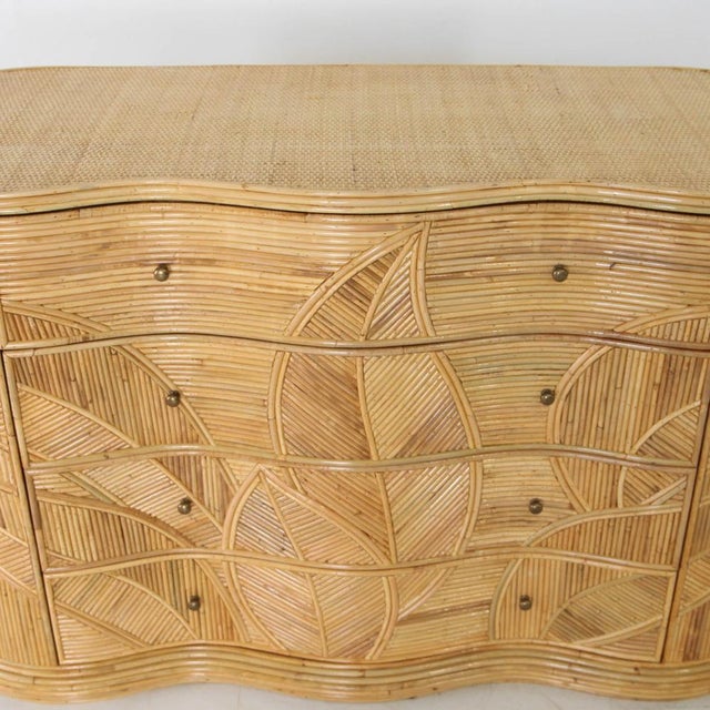 Wood Curved Rattan Chest of Drawers For Sale - Image 7 of 18