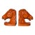 1970s Pair of Orange Lacquered Horse Head Bookends For Sale