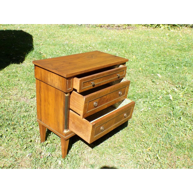 Brown Vintage Italian Neoclassical Style Olivewood Server Chest Table Nightstand For Sale - Image 8 of 17