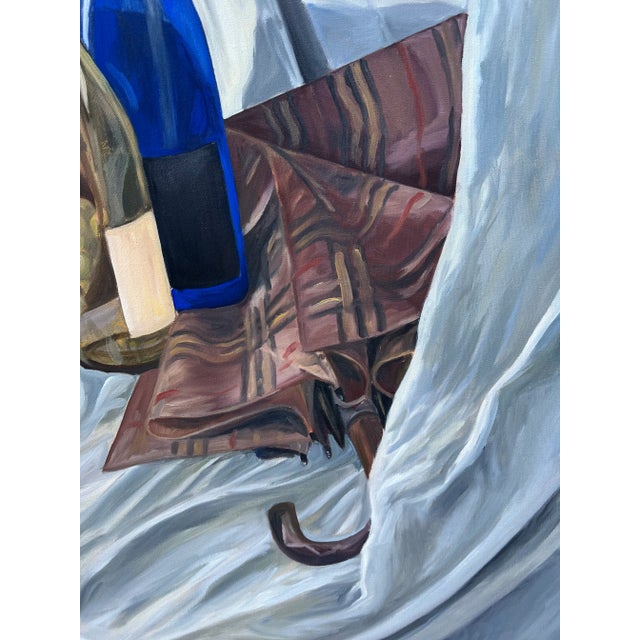 Mid Century Still Life Painting Oil on Canvas Large Antique Vintage Unsigned For Sale In Los Angeles - Image 6 of 13