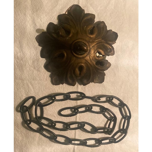 1950s French Iron & Crystal Chandelier For Sale - Image 12 of 13