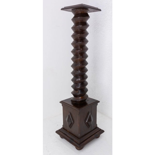 19th Century French Wine Press Screw Pedestals Plant Holders, Set of 2 For Sale - Image 10 of 11