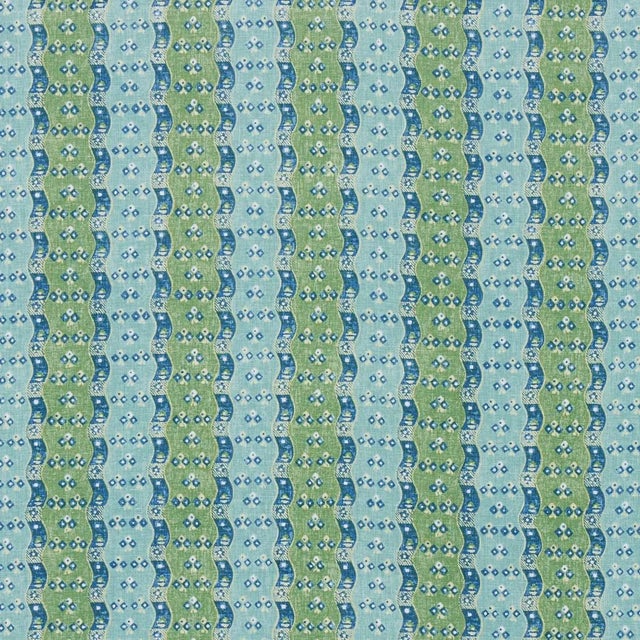 Schumacher Sample - Schumacher Ottilie Stripe Fabric in Green For Sale - Image 4 of 4