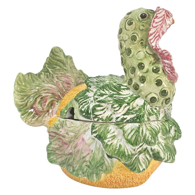 Contemporary Late 20th Century Italian Majolica Turkey Tureen Arcimboldo Style For Sale - Image 3 of 15