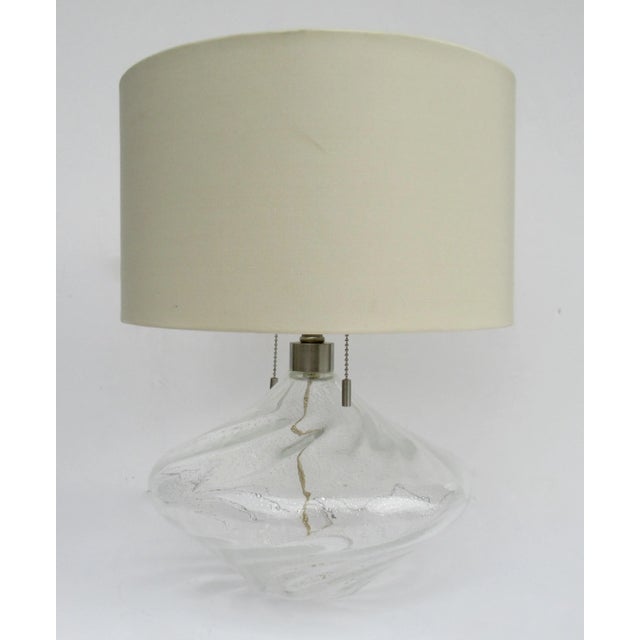 Contemporary Vintage C1990's Donghia "Carosello" Handblown Thick Murano Swirled Lamp With Silver Leaf Inlusions For Sale - Image 3 of 13