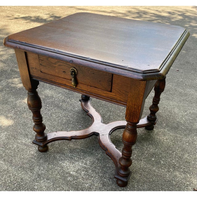 Country French Oak Side Table With Drawer For Sale In Dallas - Image 6 of 9
