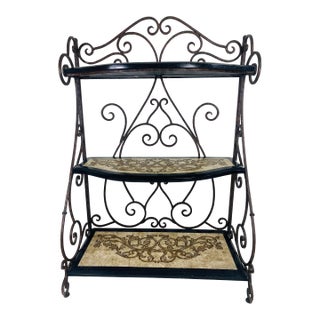 Vintage Tessellated Marble Bakers Rack in the Manner of Maitland Smith For Sale