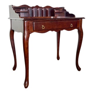 1980s Indonesian Cherry Wood Petite Secretary Writing Desk For Sale