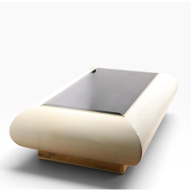 Space Age Lacquer and Glass Modernist Coffee Table C. 1970's For Sale - Image 9 of 18