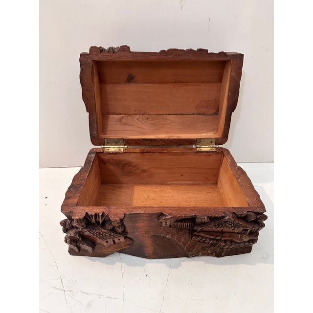 Wood Carved Vintage Box For Sale - Image 9 of 12