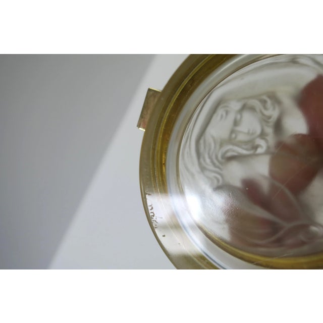 French Lalique Crystal Jewelry Box With Female Figure Art Nouveau Style For Sale - Image 11 of 12