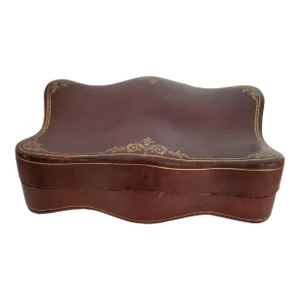 1940s Mid Century Leather Italian Gilt Decorated Jewel Box
