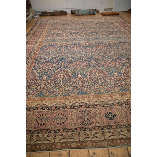 Sky Blue Antique Fine Kerman Carpet - 9'6" x 13'8" For Sale - Image 8 of 14