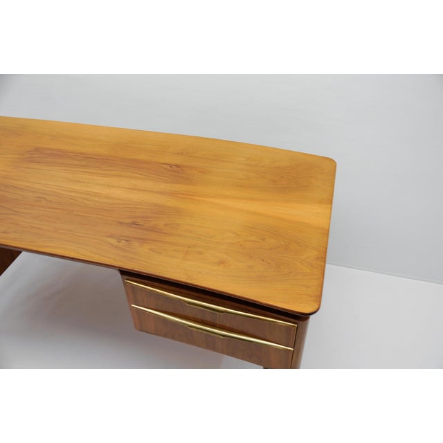 Large Desk with Brass Details, Germany, 1950s For Sale - Image 13 of 18