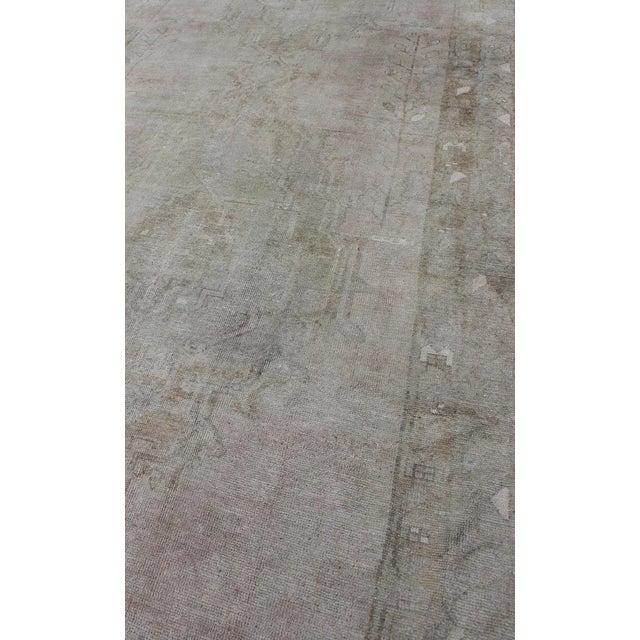 Mid 20th Century Wide Turkish Oushak Gallery Runner in Muted Tones With All-Over Design For Sale - Image 5 of 13