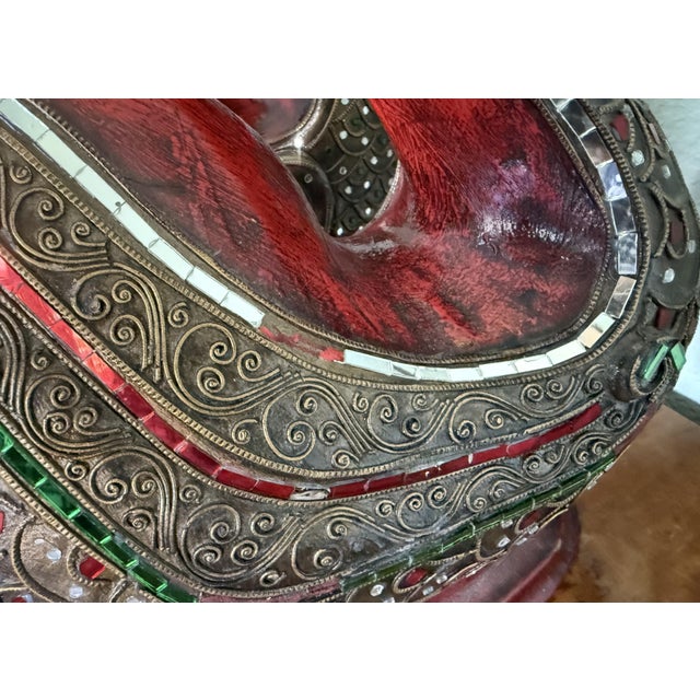 Three Large Asian Wood Carved Duck Statues With Mirror Inlay For Sale - Image 17 of 17