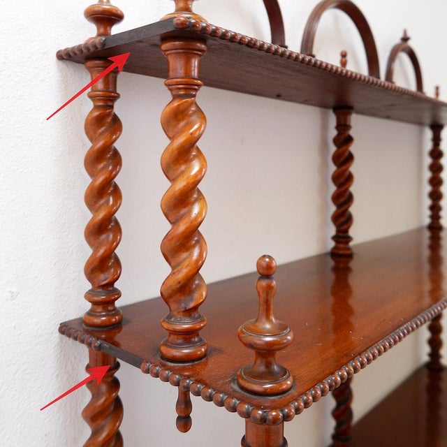 Brown Spool-Style Bobbin Bookcase For Sale - Image 8 of 16