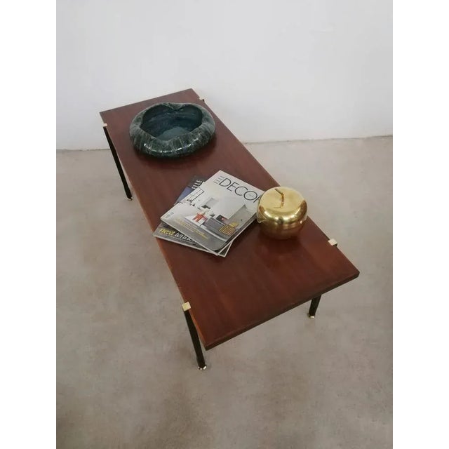 Mid-Century Italian Coffee Table in Teak, Enamelled Iron, and Brass, 1960s For Sale - Image 11 of 16