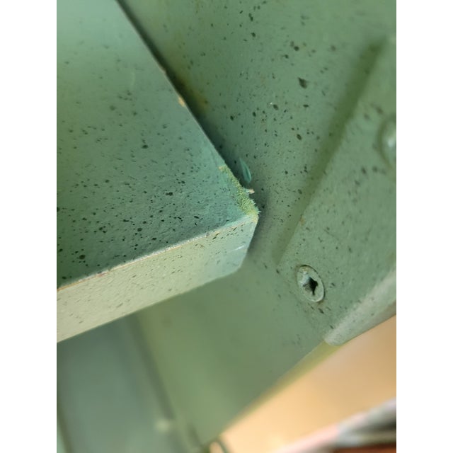 Vintage Customized Painted Green Faux Croc Faux Bamboo Iron Dry Bar Storage Cabinet by Lane For Sale - Image 11 of 18