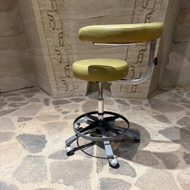 Mid-Century Modern Mid-Century Medical Vintage Dental Assistant's Stool Adjustable Ergonomic For Sale - Image 3 of 12