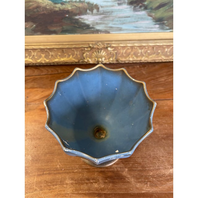 English Vintage English Hand-Painted Pedestal Vase With Scenic Silhouette, Marked Made in England For Sale - Image 3 of 10