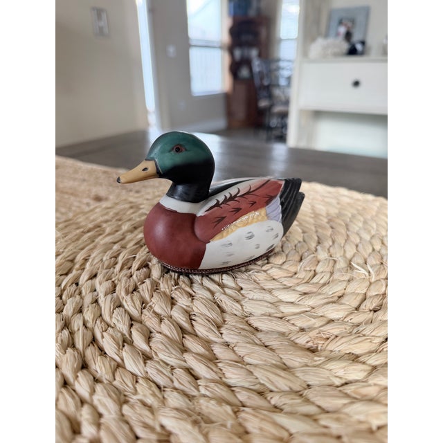 Ceramic Vintage Ceramic Mallard Duck Lint Brush Figurine by Jasco For Sale - Image 7 of 12