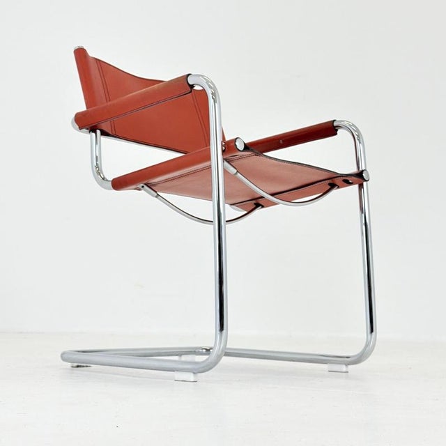 Mid-Century Bauhaus Leather B34 Armchairs by Mart Stam & Marcel Breuer for Fasem, Italy, 1985 For Sale - Image 6 of 18