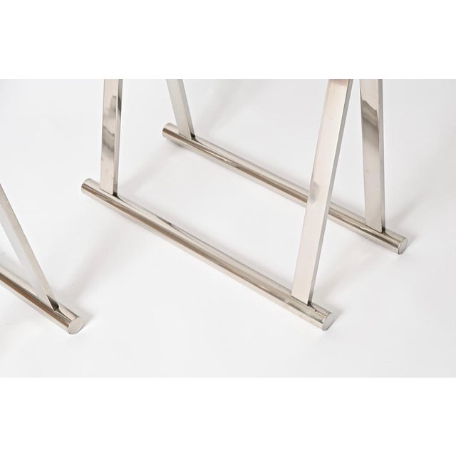 Mid-Century Modern Italian Chromed Steel Trestles by Milo Baughman, 1970s, Set of 2 For Sale - Image 12 of 13
