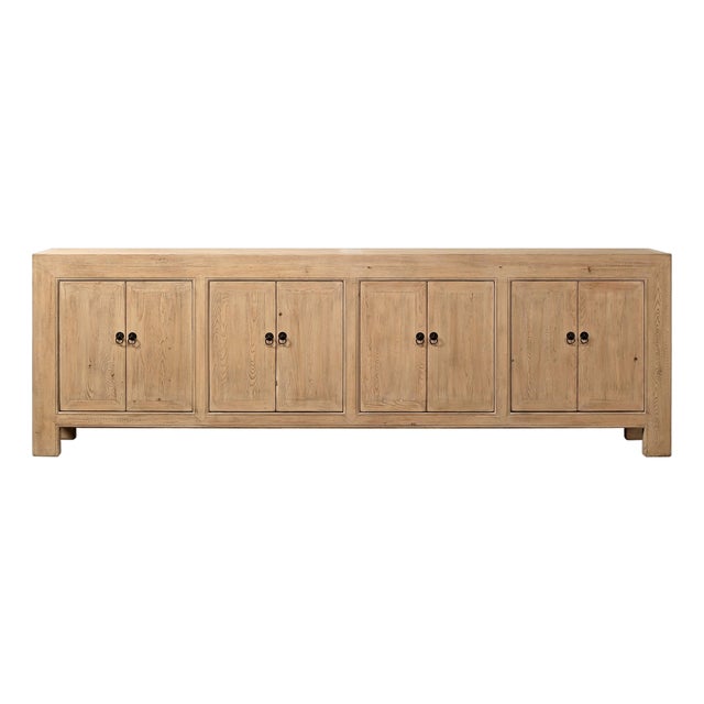 Sideboard Buffet Cabinet - Eight-Door Solid Wood For Sale
