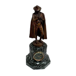 Bronze and Marble Flute Player Clock by C. A. Calmels, Late 1800s