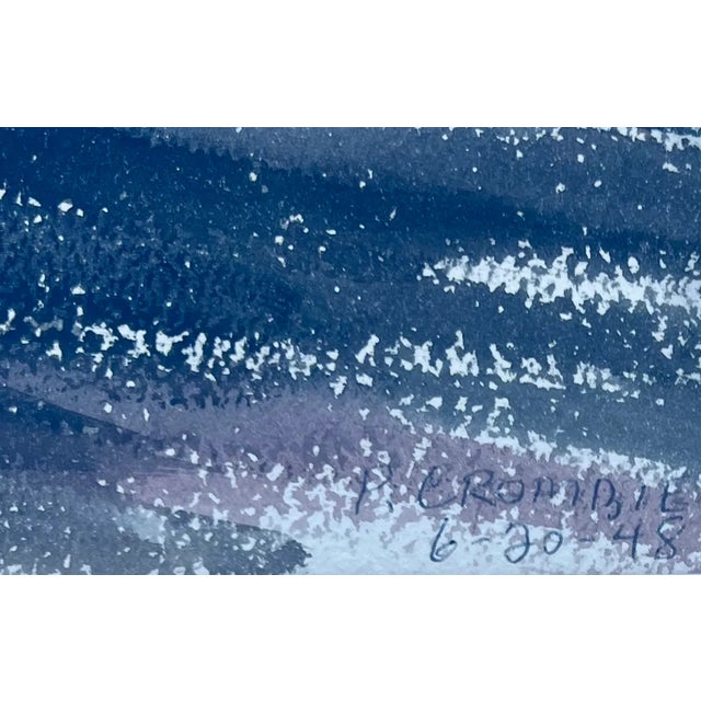 Watercolor Peter Crombie Signed Michigan Ave Bridge Chicago Skyline 1948 For Sale - Image 4 of 7