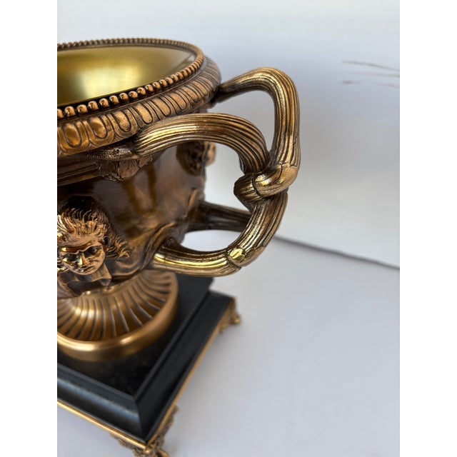 English Bronze Urn With Black Marble Base For Sale - Image 3 of 7