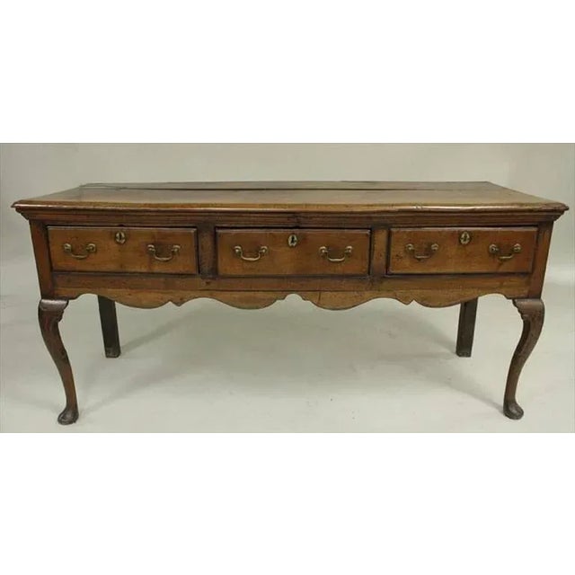 Mid 18th Century Queen Anne Oak Dresser Base or Server For Sale - Image 4 of 11